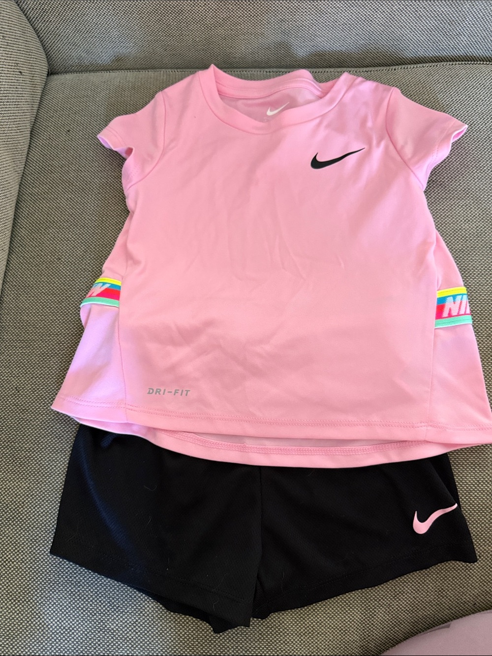 Nike Pink Short Sleeve Dri-FIT Top with Black Performance Shorts